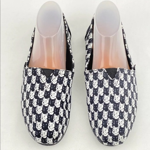 Skecher Shoes Wmn Sz 5 Bobs Schnauzer Black White AOP Slip On Loafer Memory Foam - Picture 8 of 16